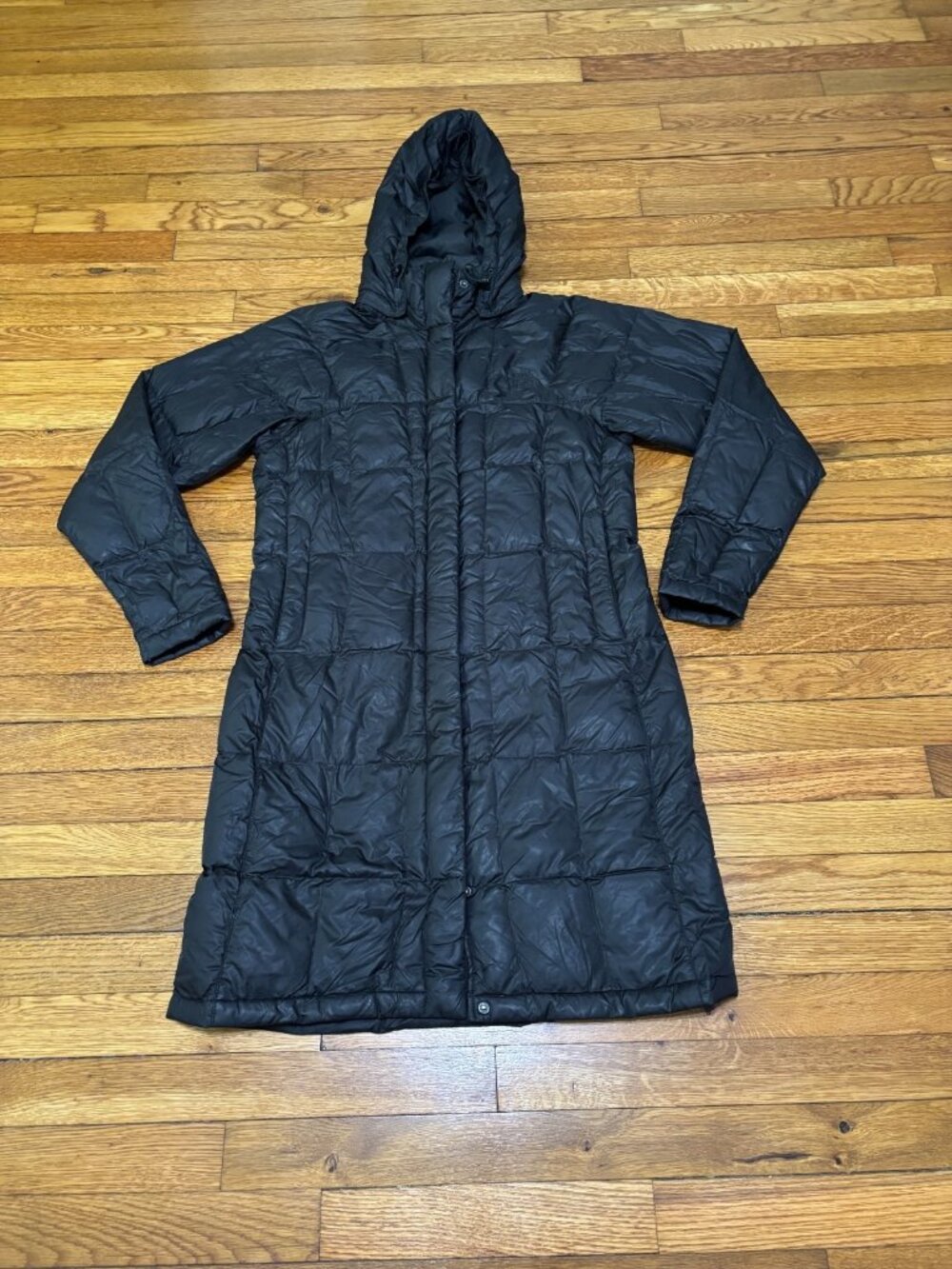 The North Face Womens Goose Down Puffer Parka Jacket Sz Small Black Hooded